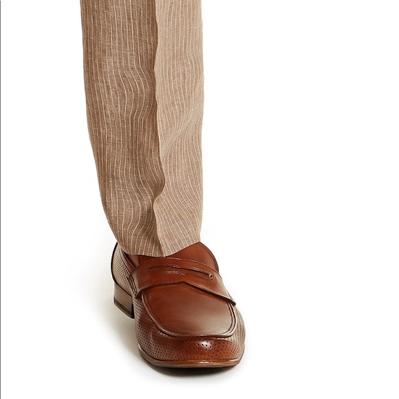 Bar III Men’s Slim Fit Tan Pinstripe Linen Suit Pants Created for Macy’s - Picture 4 of 10